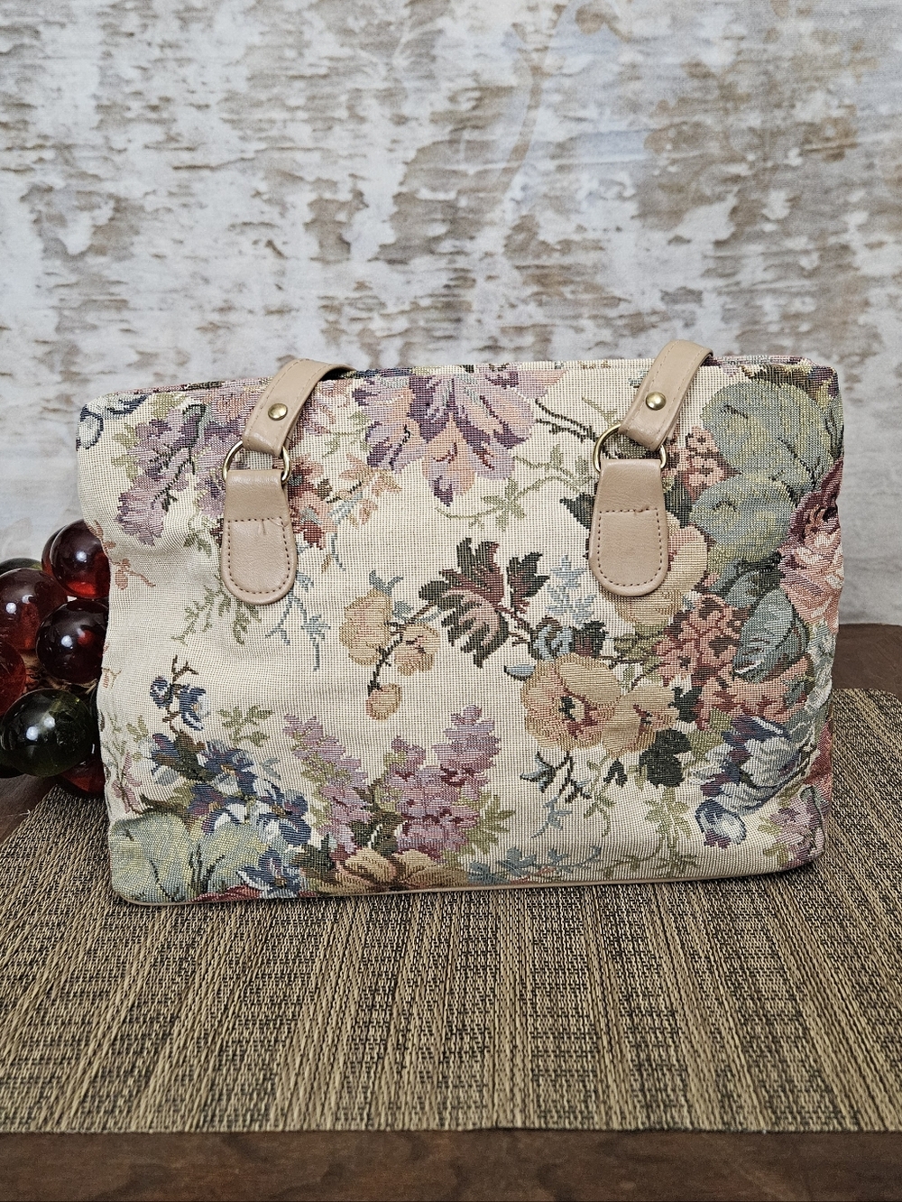 Vintage Floral Tapestry Purse Bag 80s 90s Cottagecore - Picture 2 of 10